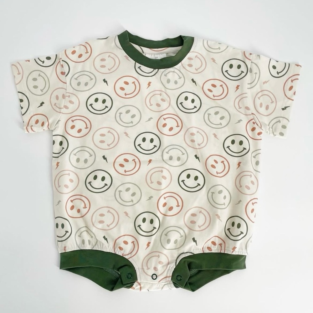 NEW Smiley Bolt T-shirt Bubble Romper Onesie